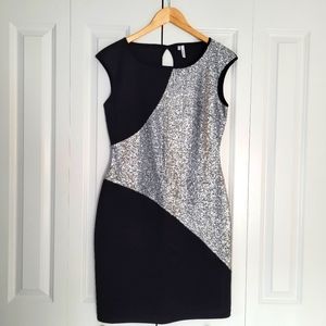 Studio Y from Maurices stretchy silver sparkle and black dress, size M.